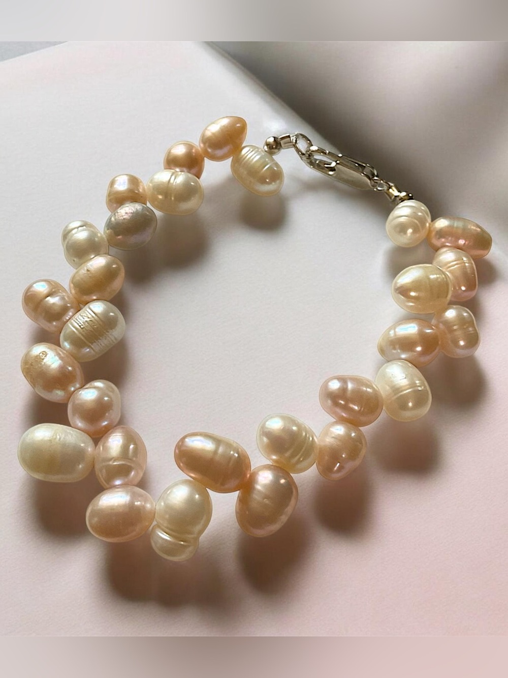 Freshwater Pearl Keshi Bracelet Pink White